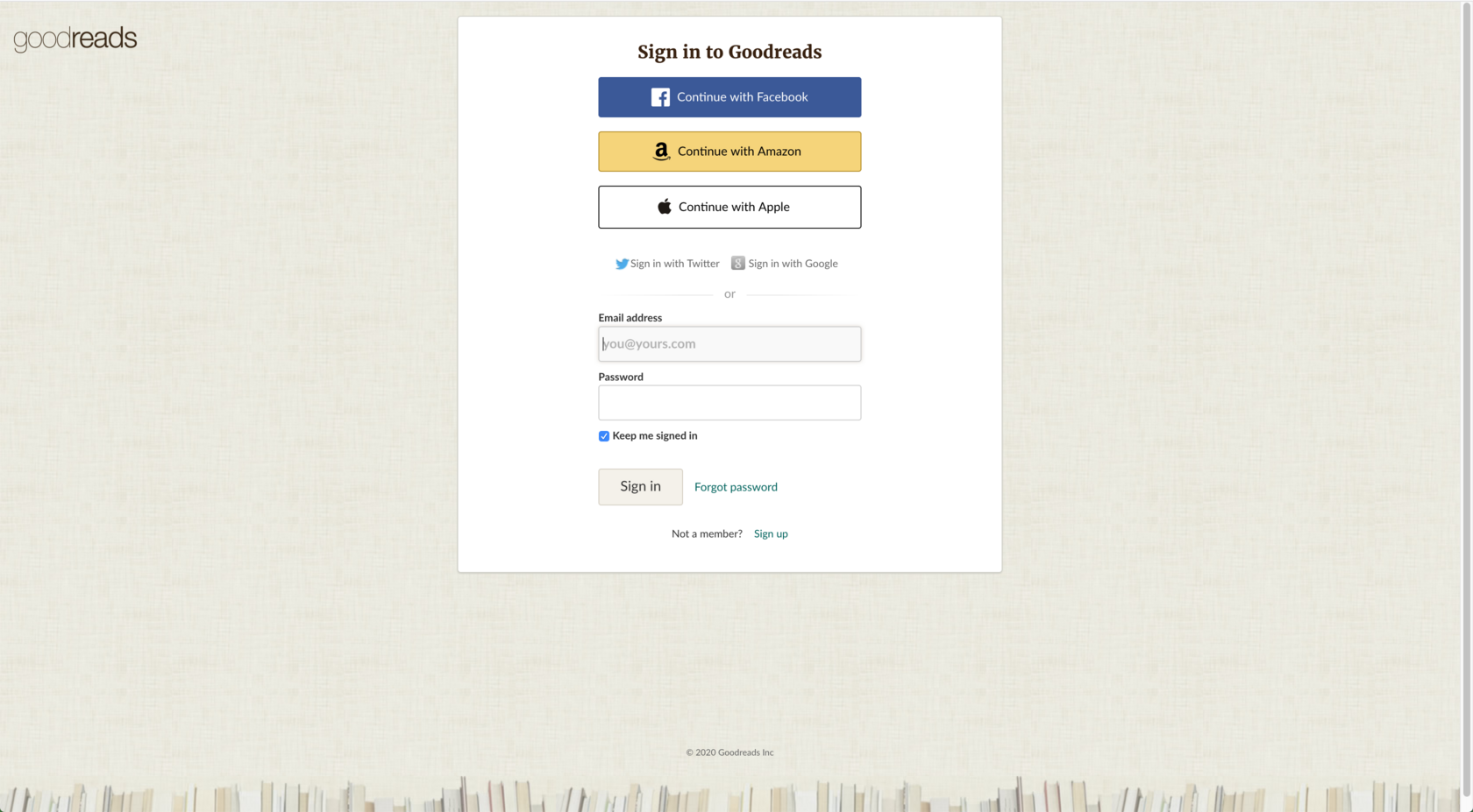 example login page